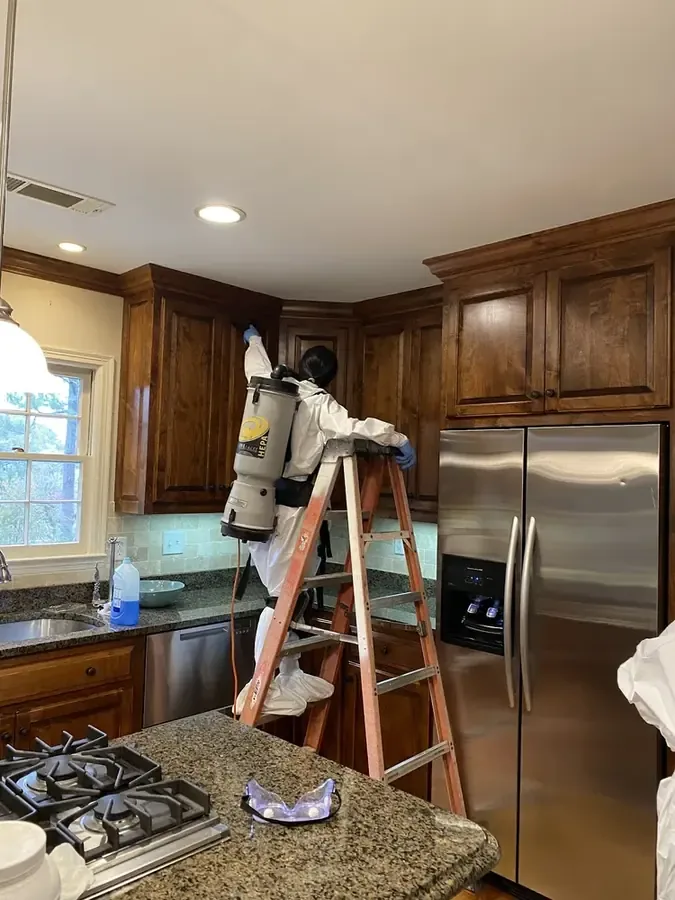 Drying equipment set up right at the source of an appliance leak